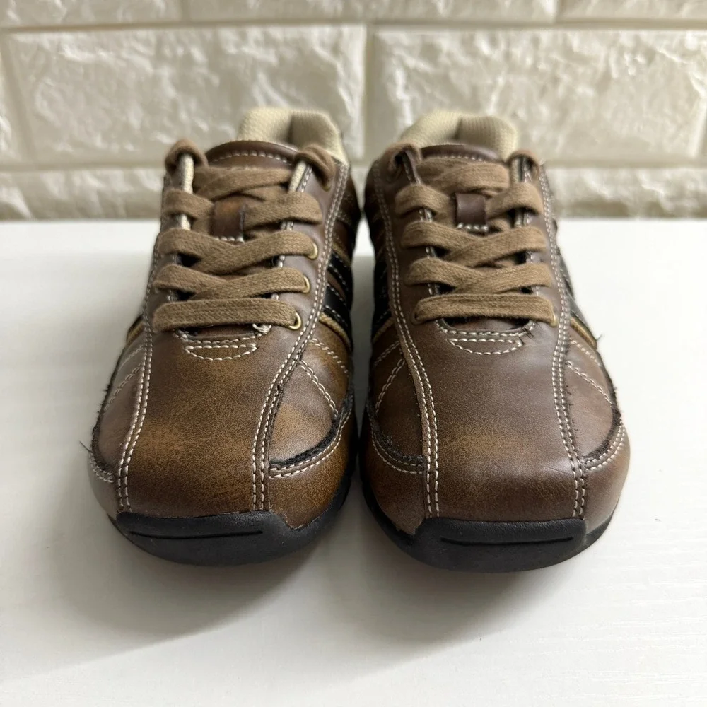 Skechers Sneakers Kids Size 1 Brown Excellent Lace Up Casual Sporty Shoes
